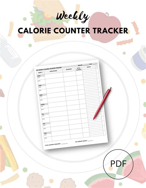 Weekly Calorie Counter Tracker Calorie Tracker Calorie Tracker