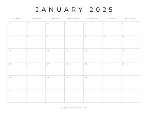 Free Printable 2025 Blank Calendar Templates All 12 Months