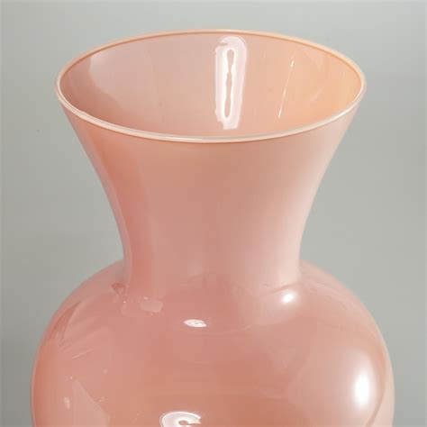 Pair Murano Style Pink Glass Vases Millea Brothers