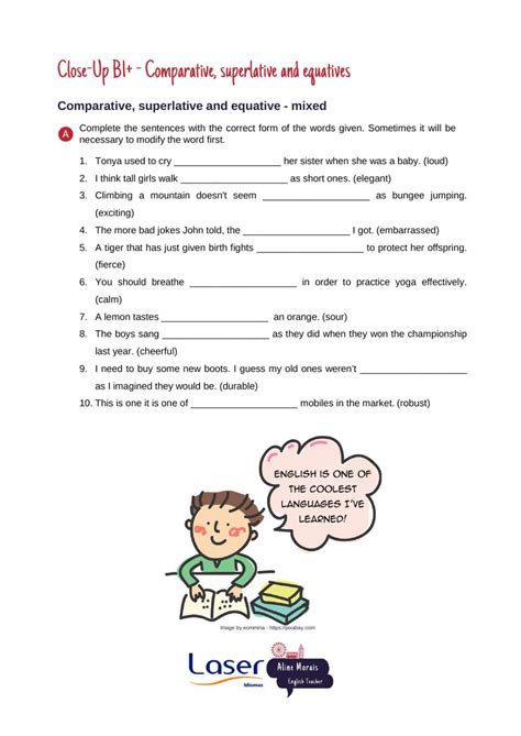 Free Esl Worksheets And Answer Keys For Comparatives Adjectives