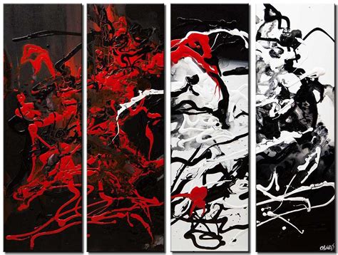Painting For Sale Canvas Print Of Abstract Art Black White Red
