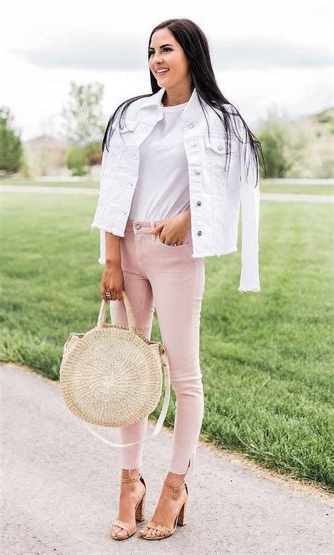 White And Pink Colour Outfit Ideas 2020 With Jean Jacket Trousers Blazer Pastel Tones