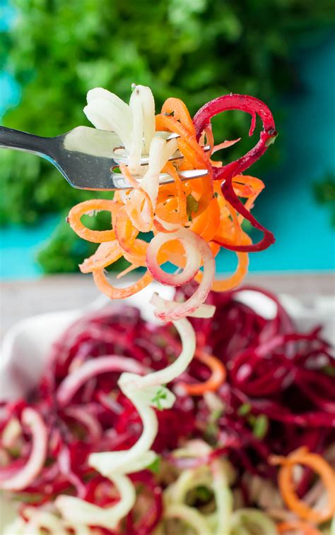 Spiralized Veggie Salad Eat The Rainbow