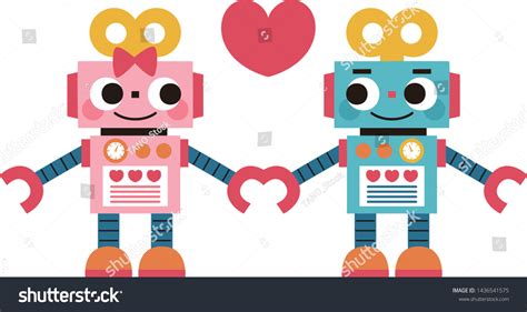 Cute Robot Love Clipart Stock Vector Royalty Free 1436541575