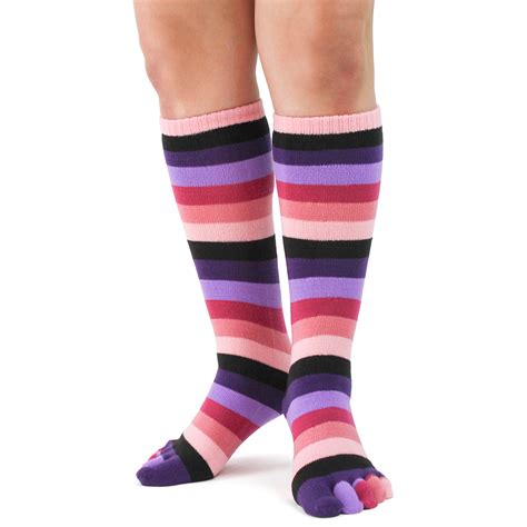 Pink Rainbow Stripe Toe Socks Foot Traffic