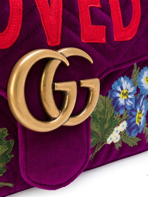 Gucci Velvet Gg Marmont Loved Bag In Pinkpurple Purple Lyst