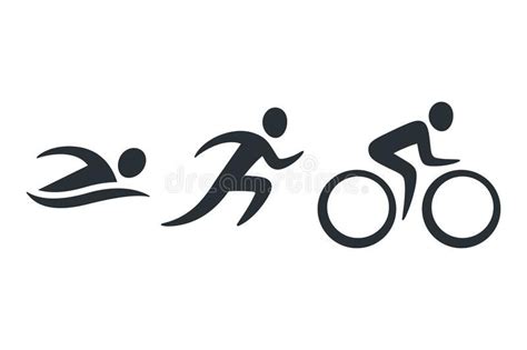 Triathlon Activity Icons Swimming Running Bike Simple Sports