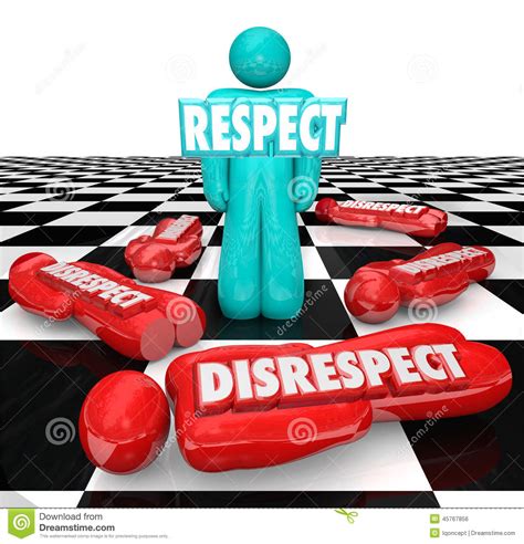 Respect Vs Disrespect One Person Winner Standing Chess Board Stock