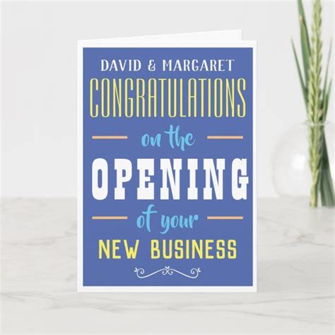 Congratulations On Opening Your New Business Card