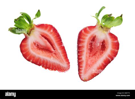 Strawberry Cut In Half Stock Photo Alamy