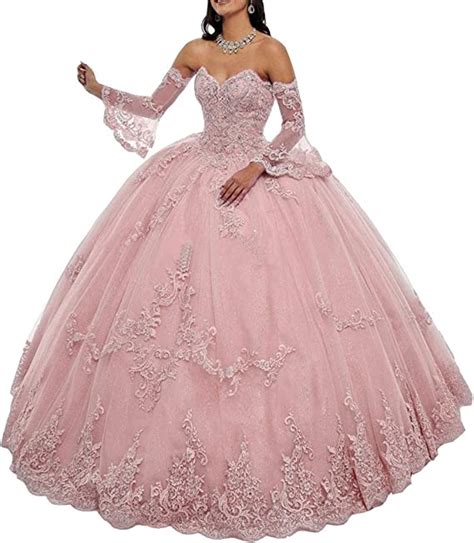 emmani women s long sleeve sweetheart quinceanera dresses lace appliques beaded ball gown at
