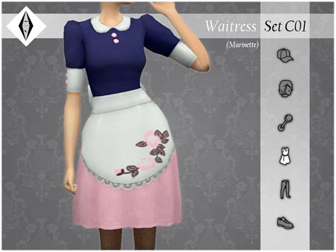 The Sims Resource Waitress Marinette Setc01 Full Body Dress