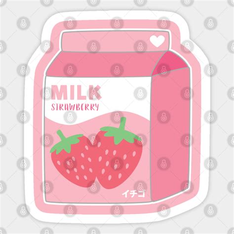 Strawberry Milk Carton Kawaii Cute Strawberries Strawberry Milk Sticker Teepublic