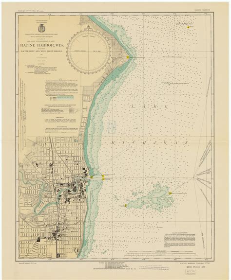 Lake Michigan Racine Harbor Map 1931 Hullspeed Designs