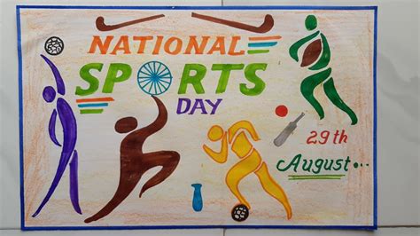 National Sports Day Poster Drawing Sports Day Poster Images Stock