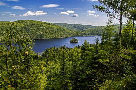 Canada Parks Forests Lake Sky Scenery At Mauricie Park Quebec
