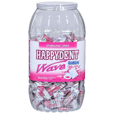 Happydent Wave Strawberry Flavour Liquid Filled Gum 1 Jar 195 Pcs