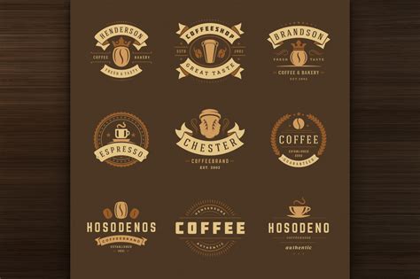 36 Coffee Logos And Badges On Yellow Images Creative Store