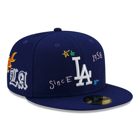 Official New Era La Dodgers Mlb Scribble Otc 59fifty Fitted Cap B5058