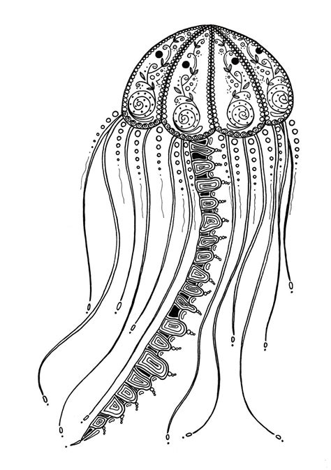 Jellyfish zentangle coloring page free printable coloring pages. Delicate Jellyfish Adult Coloring Page | FaveCrafts.com