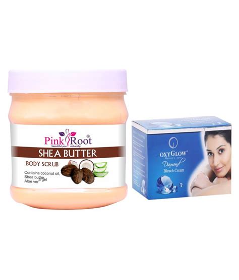 Pink Root Shea Butter Body Scrub Gm With Oxyglow Diamond Bleach Day