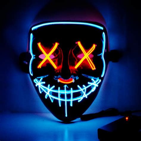 Led Purge Mask Rave Light Up Halloween Neon Viln