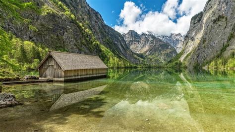 Boathouse At The Berchtesgaden National Park Obersee Lake Upper Lake