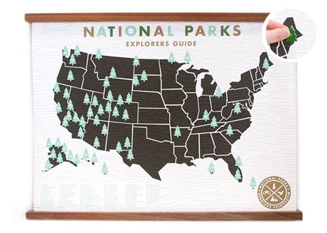 18x24 National Park Offset Map With Tree Stickers National Parks Map
