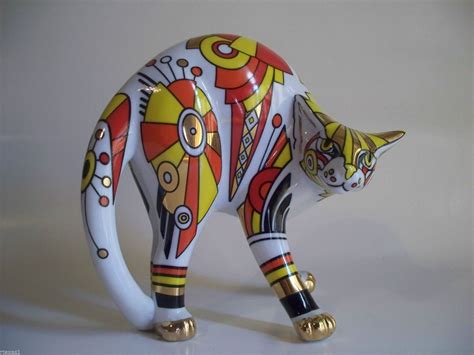 Gorgeous And Rare Paul Cardew Art Deco Cool Cat Catz Scared Wbox And