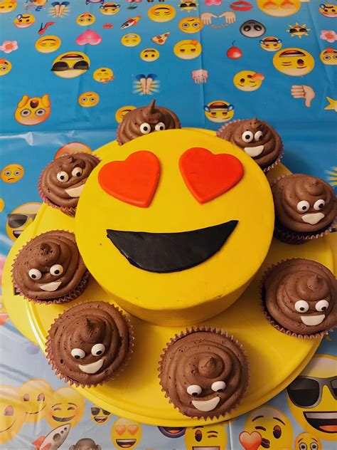 Just add some personalized emoji products from the stationery studio and your emoji party will be a big success! Homemade Emoji cake with chocolate ice cream emoji cupcakes #recipes #food #cooking #delicious ...
