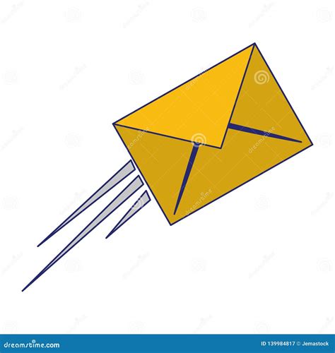 Envelope Mail Symbol Cartoon Blue Lines Stock Vector Illustration Of