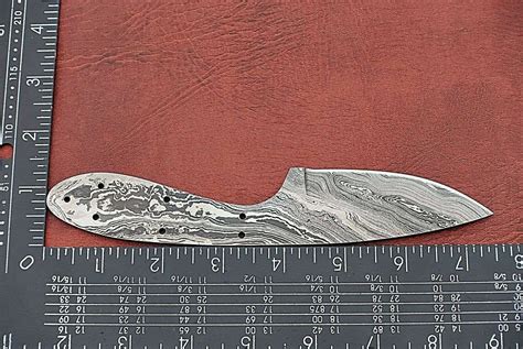 75 Drop Point Damascus Steel Blank Blade Pocket Knife With 3 Cutting