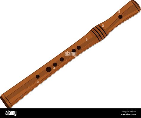 A Long Musical Instrument Called Flute Vector Color Drawing Or