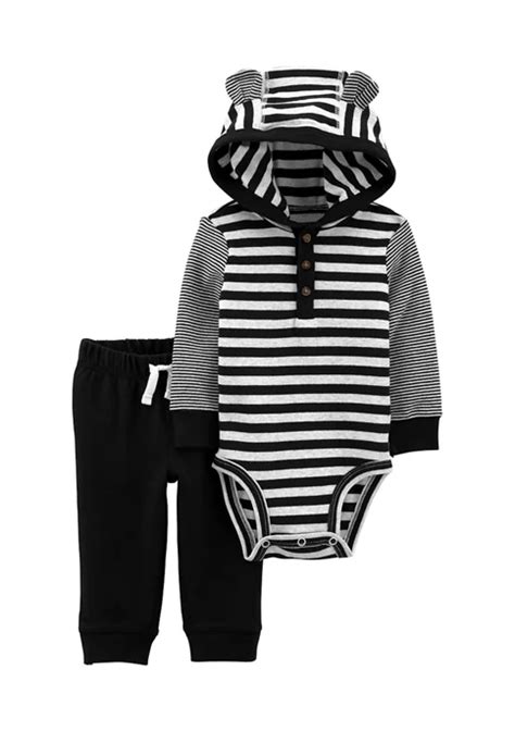 Carters Baby Boys 2 Piece Striped Hooded Bodysuit Pant Set Belk