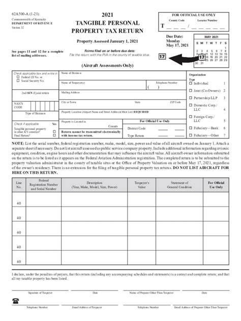Ky Tangible Property Tax Return 2021 Fill Online Printable Fillable
