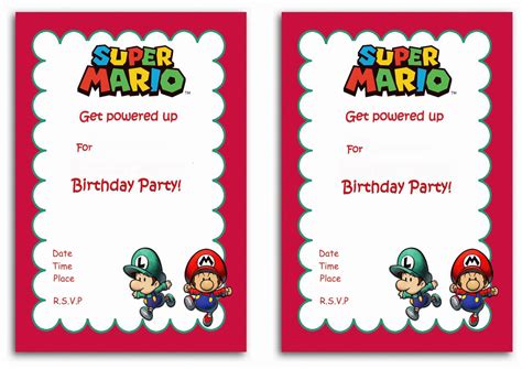 Super Mario Birthday Invitations Birthday Printable