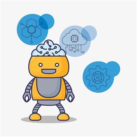 Premium Vector Cartoon Robot With Artificial Intelligence Related Icons