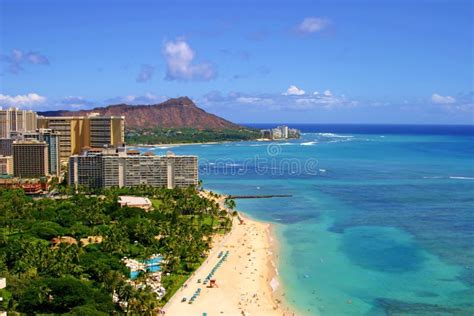 Waikiki Beach And Diamond Head In Hawaii Stock Image Image Of Craters