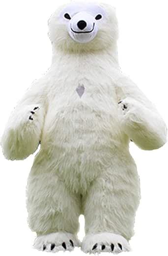 Inflatable Fur Polar Bear Mascot Costume For Party Funny