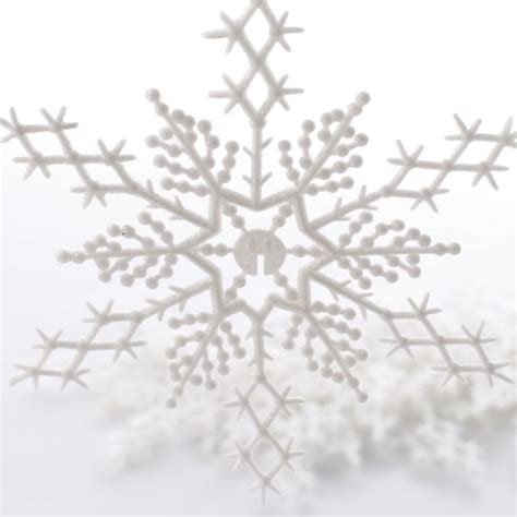 White Glittered Snowflake Ornaments Snow Snowflakes Glitter