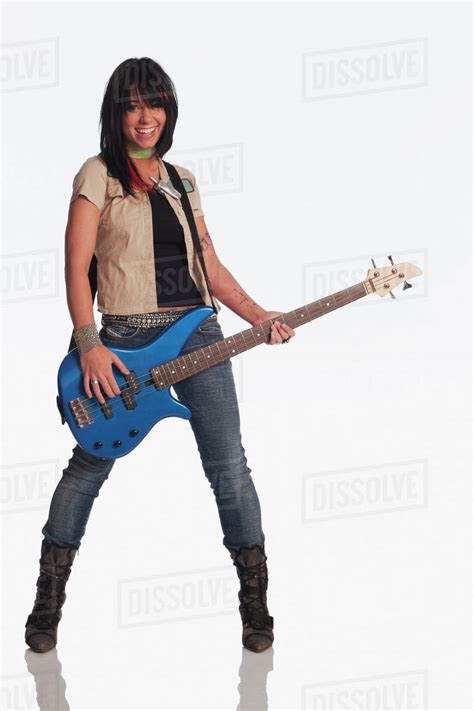 Teenage Girl Playing Electric Guitar Stock Photo Dissolve