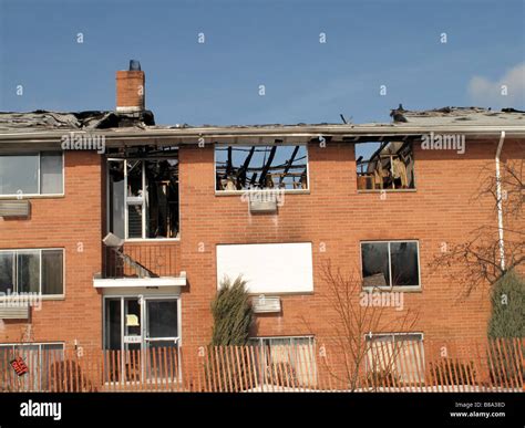 Fire Damaged Apartment Building Stock Photo Alamy