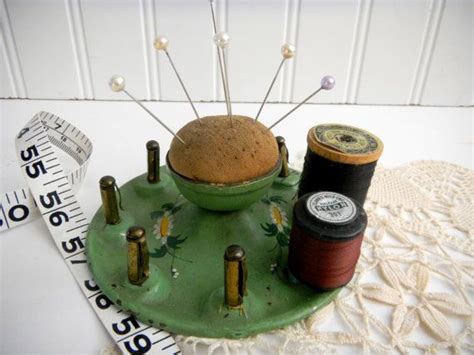 Vintage Pin Cushion Thread Spools Sewing Supplies Etsy Pin