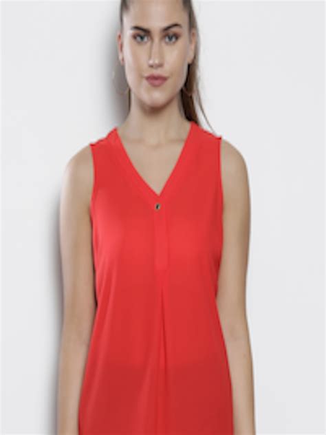 Buy Dorothy Perkins Women Red Semi Sheer Solid Top Tops For Women 10351321 Myntra