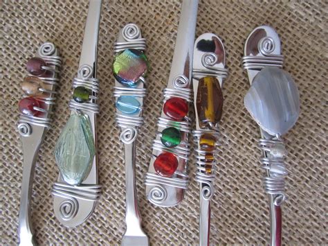 Beaded Serving Spoons Beaded Flatware Silverware Crafts Silverware Art