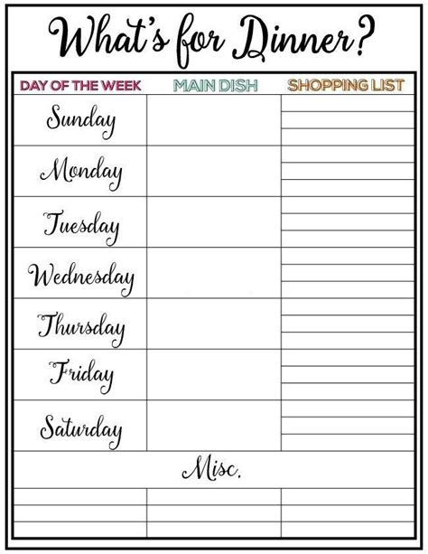 Weekly Menu Plan Week 46 Meal Planning Printable Weekly Weekly