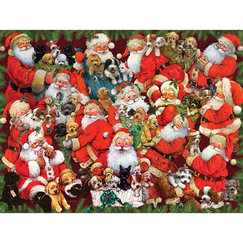 Happy Santas With Puppies 500 Piece Jigsaw Puzzle Bits And Pieces Uk
