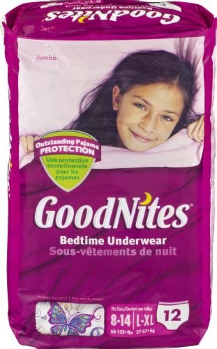 Goodnites Girls Bedwetting Underwear Lxl 60 125 Lbs 12 Count