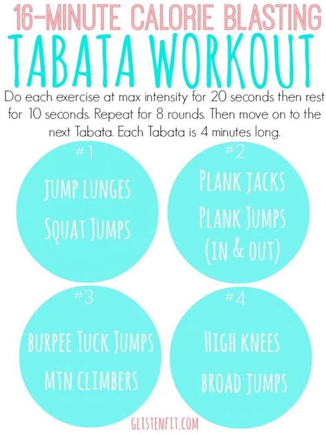 16 Minute No Equipment Tabata Workout Tabata Workouts Workout Schedule