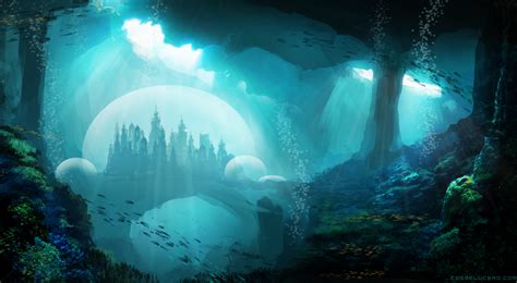 Aquamarine City Speedpaint By Aeflus On Deviantart Fantasy Landscape